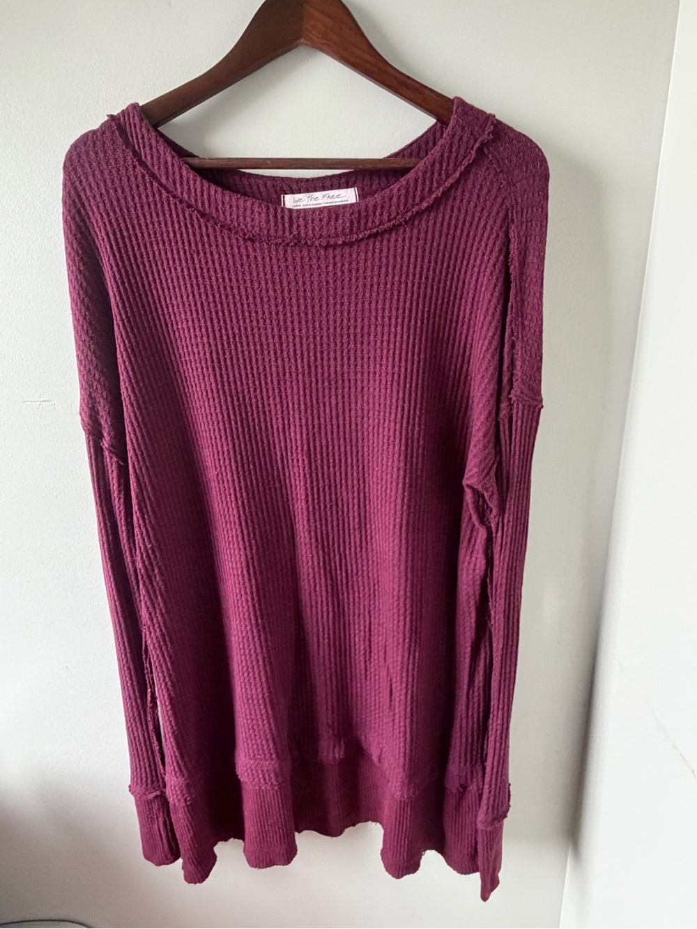 Free People | We the Free | Thermal Knit Top | Waffle Knit | Oversized | Large - Picture 2 of 8